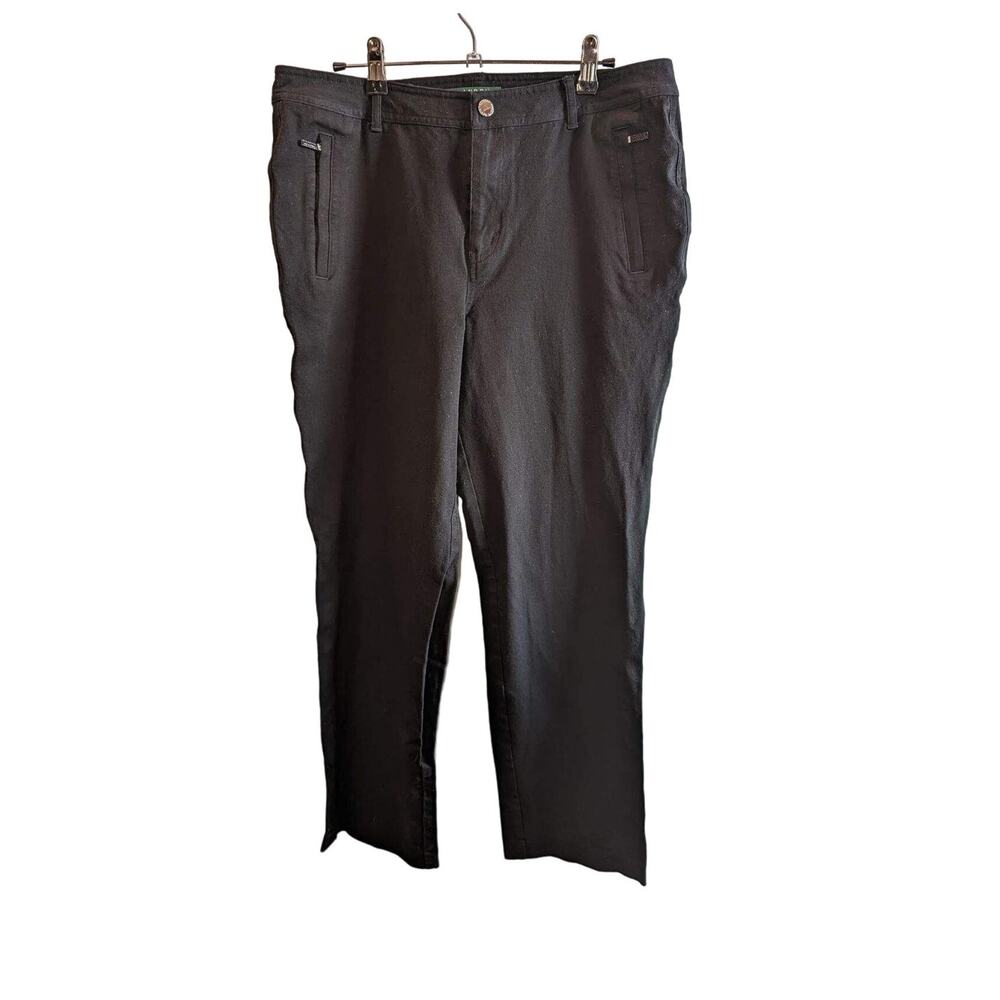 Womens Lauren Ralph Lauren Trousers size12 Black Cotton Stretch Zip Pocket